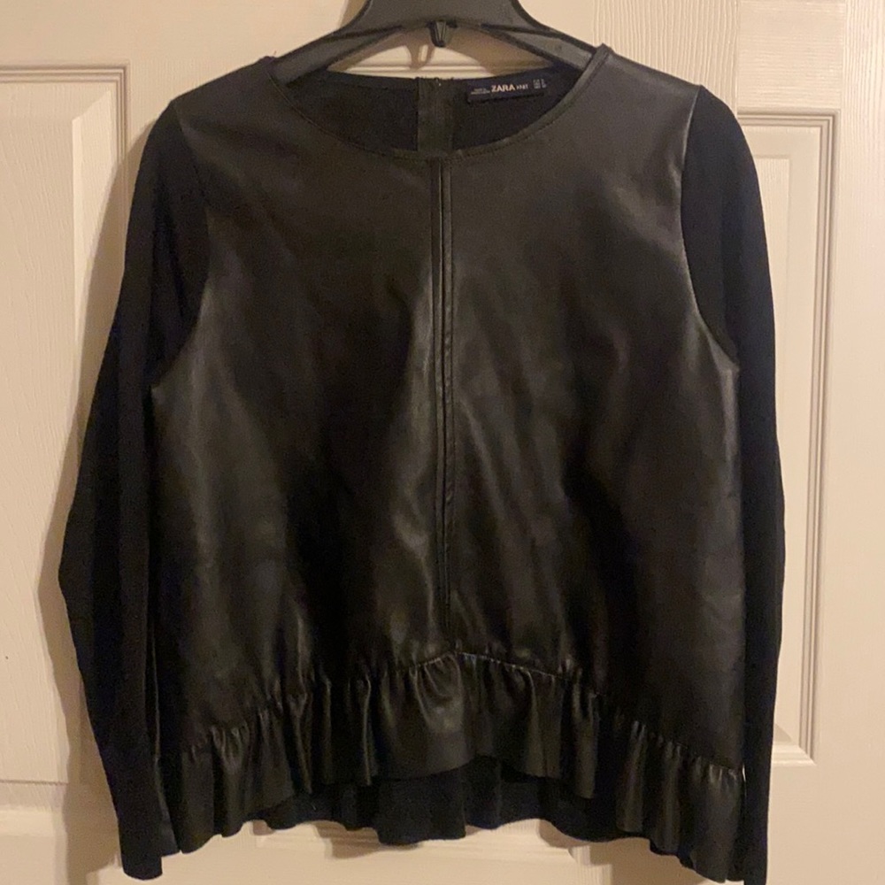 Zara Knit faux leather top